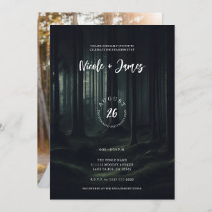 Dark Moody Forest Trees at Twilight Engagement  Invitation