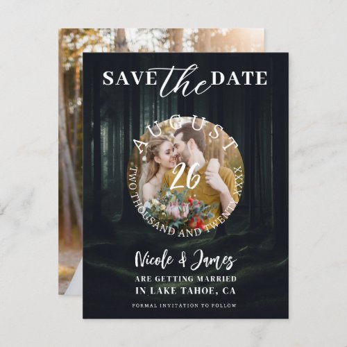 Dark Moody Forest Trees at Twilight Save the Date  Invitation