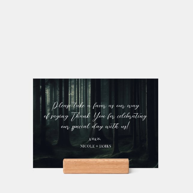 Dark Moody Forest Trees at Twilight Wedding Favor Holder (Woodblock)