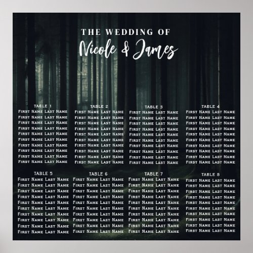 Dark Moody Forest Trees at Twilight Wedding Seat Poster