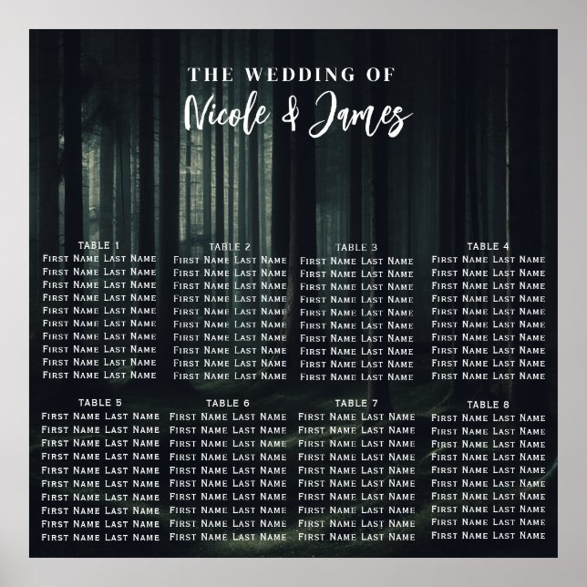 Dark Moody Forest Trees at Twilight Wedding Seat Poster (Front)