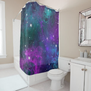 Dark Moody Galaxy Space Outer Nebula Starry Sky Shower Curtain