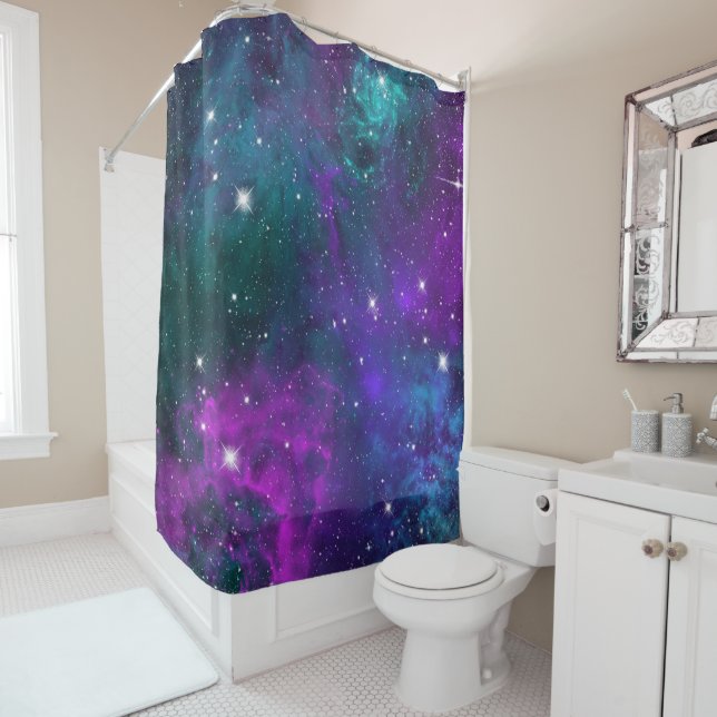 Dark Moody Galaxy Space Outer Nebula Starry Sky Shower Curtain (In Situ)