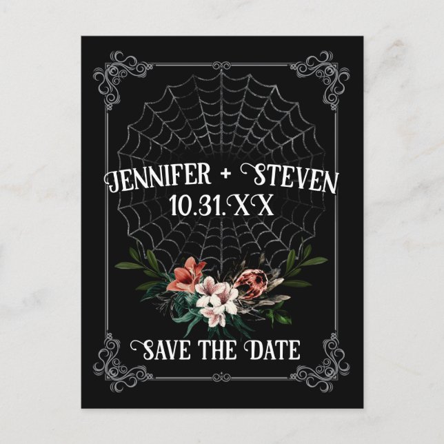 Dark Moody Goth Wedding Save the Date Postcard (Front)