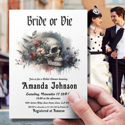 Dark Moody Gothic Bride or Die Bridal Shower Invitation