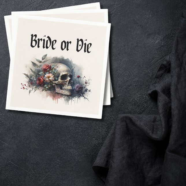 Dark Moody Gothic Bride or Die Bridal Shower Napkins (Creator Uploaded)