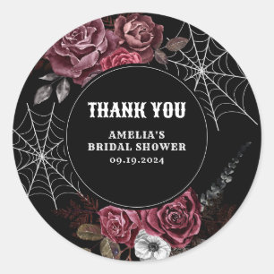 Dark moody gothic floral black Bridal Shower Classic Round Sticker