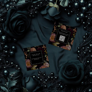Dark Moody Gothic Floral Bridal Shower QR Code Enclosure Card