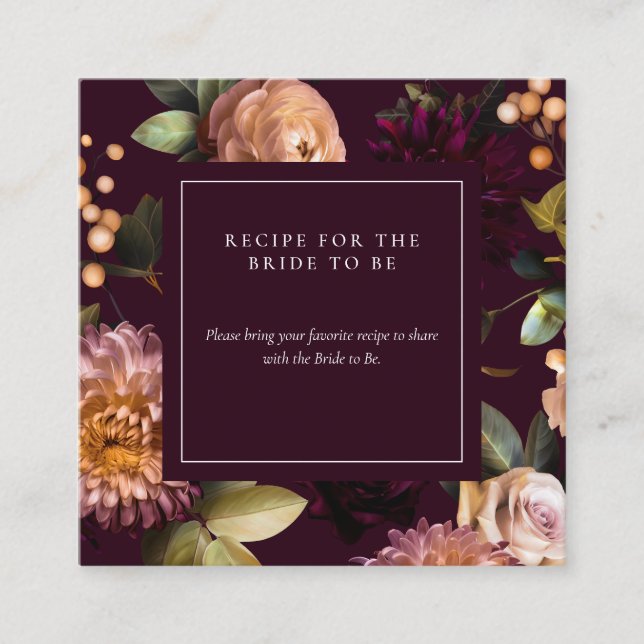Dark Moody Gothic Floral Bridal Shower QR Code  Enclosure Card (Front)