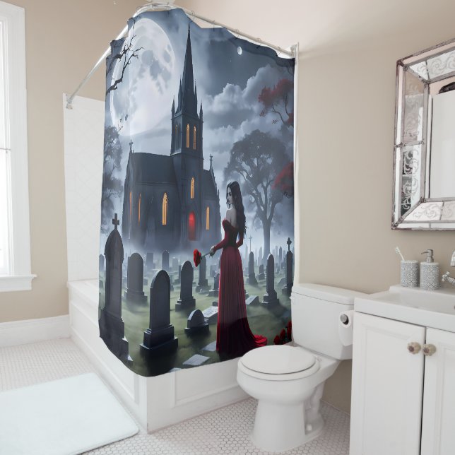 Dark Moody Gothic – Haunting Bathroom Décor Shower Curtain (In Situ)