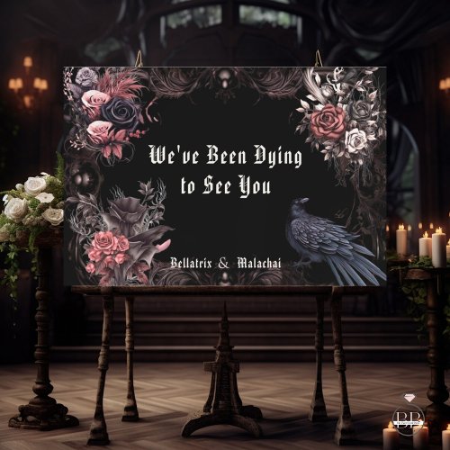 Dark Moody Gothic Raven Floral Wedding Foam Board