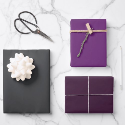 Dark Moody Grey Purple Grape Wrapping Paper Sheets