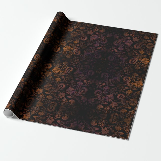 Dark Moody Halloween Autumn Gift Wrapping Paper (Unrolled)