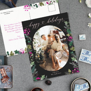 Dark Moody Happy Holidays Photo Postcard  