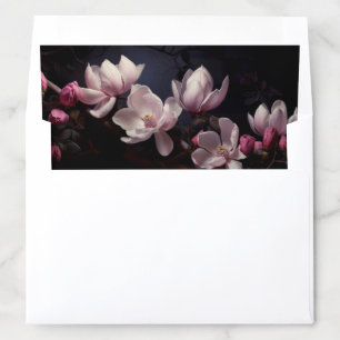 Dark Moody Magnolia Flowers Wedding Envelope Liner