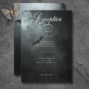Dark Moody Midnight Bat & Fog Wedding Reception Enclosure Card