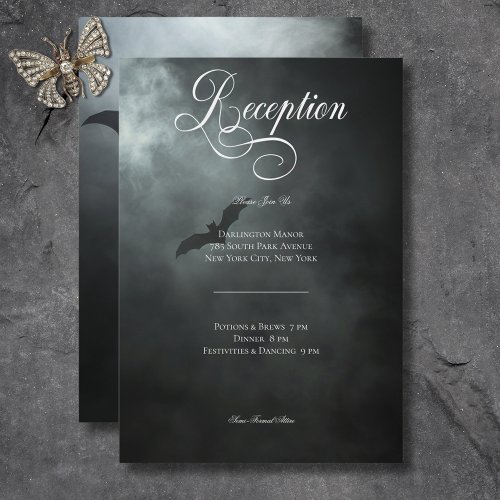 Dark Moody Midnight Bat  Fog Wedding Reception Enclosure Card