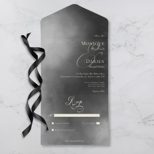 Dark Moody Midnight Black Fog No Dinner Wedding All In One Invitation