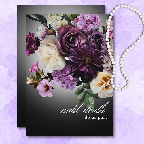 Dark Moody Midnight Purple Floral Romance Wedding Invitation