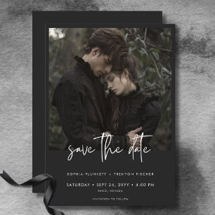 Dark Moody Minimal Photo Wedding Save The Date