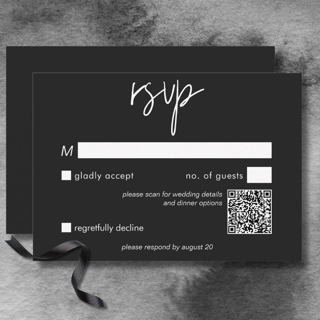 Dark Moody Minimal Wedding QR Code RSVP Card (Dark Moody Minimal Wedding QR Code RSVP Card)