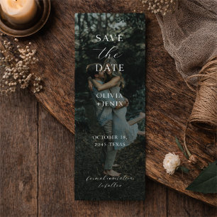 Dark Moody Minimalist Modern Photo Save the Date Bookmarks