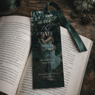 Dark Moody Minimalist Modern Photo Save the Date Bookmarks
