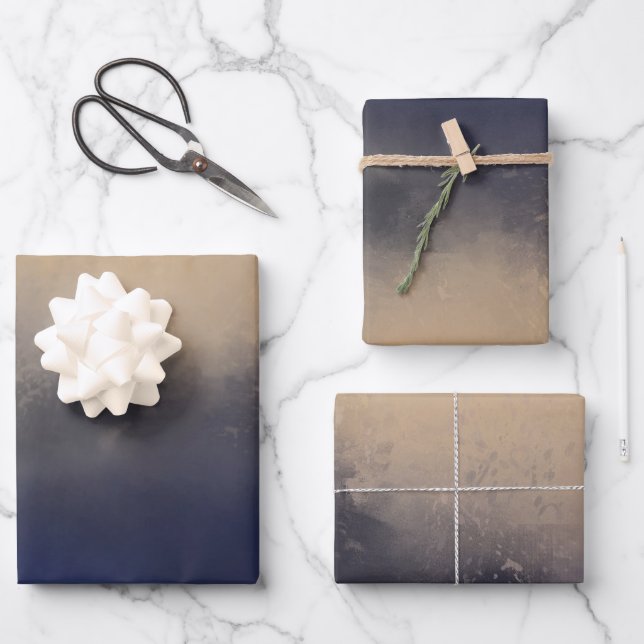 Dark Moody Modern Art Landscape Scene Wrapping Paper Sheets (Front)