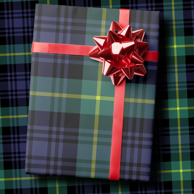 Dark Moody Navy and Forest Green Tartan Plaid Wrapping Paper (Creator Uploaded)