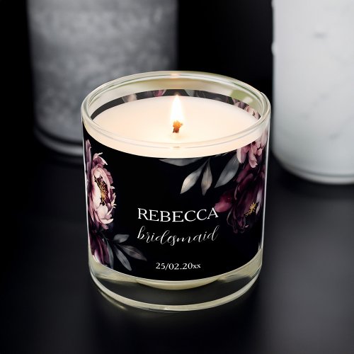 Dark moody noir elegant wedding bridal party gifts scented candle