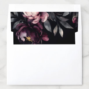 Dark moody noir elegant wedding  envelope liner