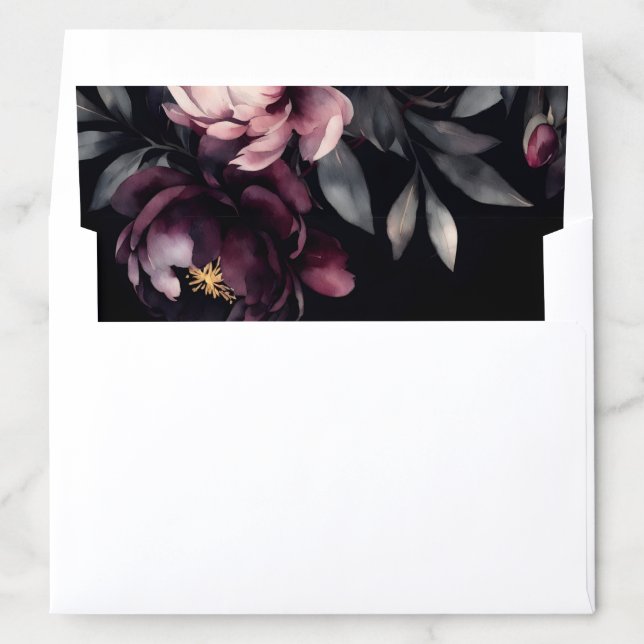Dark moody noir elegant wedding  envelope liner (In Envelope)
