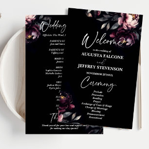 Dark moody noir elegant wedding program