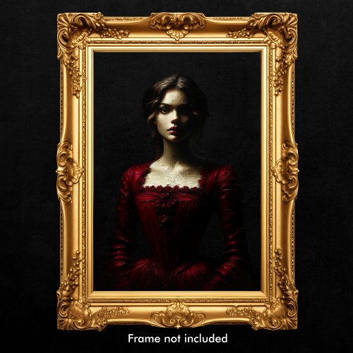 Dark  Moody Oil Painting Victorian Woman Portrait Poster