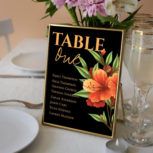 Dark Moody Orange Floral Wedding Table Seating