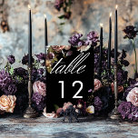 Dark Moody Pastel Opulent Floral Black Wedding Table Number<br><div class="desc">Indulge in the opulence of a bygone era with our exquisite Renaissance-inspired wedding table number card. Rich burgundy, reminiscent of velvet tapestries, forms the heart of this masterpiece. Delicate begonias, in hues of pink and peach, dance alongside fully bloomed and budding roses, mirroring the cyclical nature of love. Clusters of...</div>