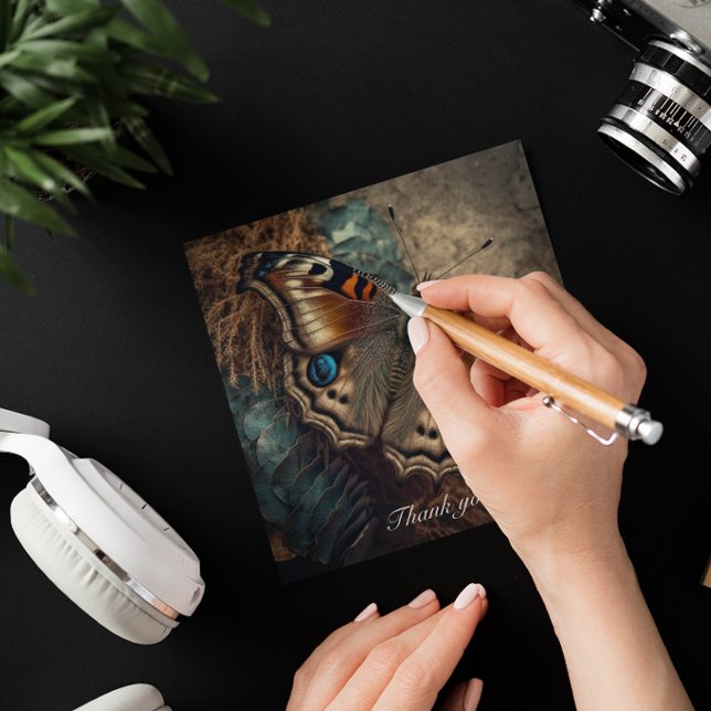 Dark Moody Peacock Butterfly Thank You Custom Name (Creator Uploaded)