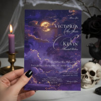 Dark Moody Purple & Gold Moonlit Clouds Wedding