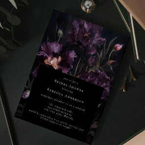Dark Moody Purple Gothic Florals Bridal Shower Invitation