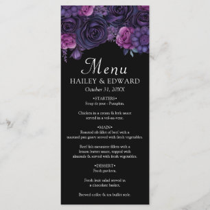 Dark Moody Purple Gothic Florals Wedding Menu
