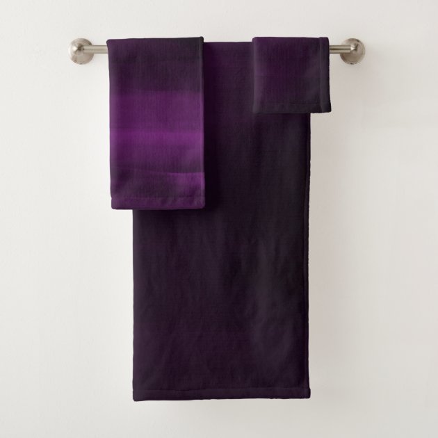 Dark Moody Purple Plum Modern Watercolor Chic Bath Towel Set Zazzle