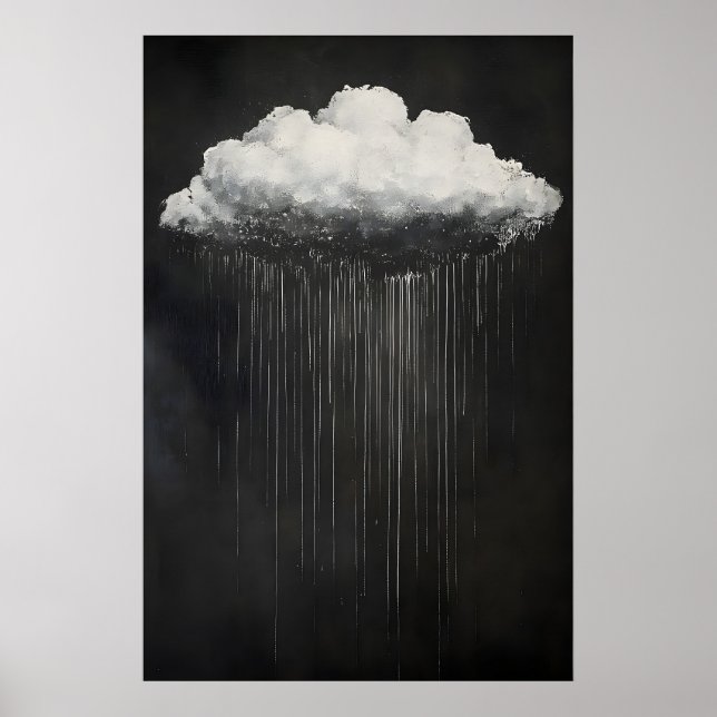 Dark Moody Rain Cloud At Night Print, Dark Poster (Front)