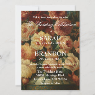 Dark Moody Romantic Antique Dutch Painting Wedding Invitation