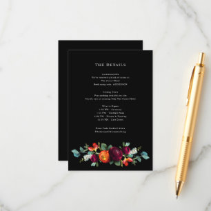Dark Moody Romantic dutch Floral wedding details Enclosure Card