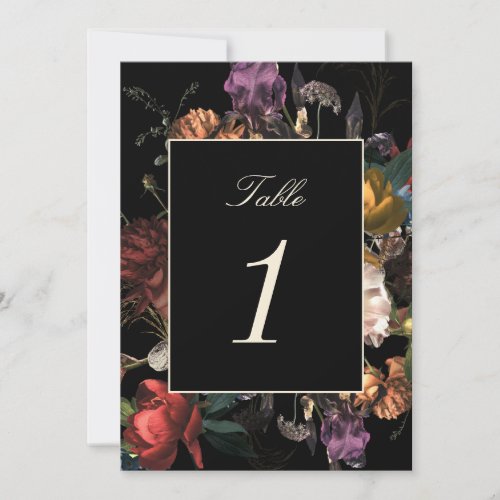 Dark Moody Romantic Dutch Wedding Table Number