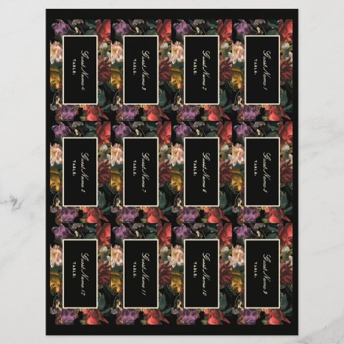 Dark Moody Romantic Floral DIY Place Cards