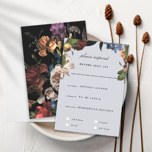 Dark Moody Romantic Floral Dutch Painterly RSVP Card