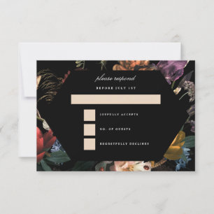 Dark Moody Romantic Floral Dutch Painterly RSVP Card