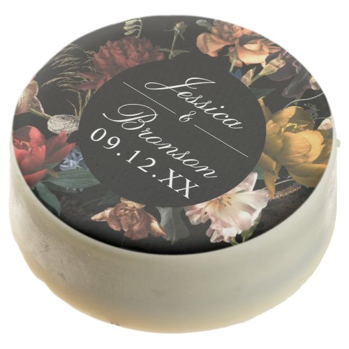 Dark Moody Romantic Floral Dutch Painterly Wedding Chocolate Covered Oreo