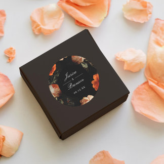 Dark Moody Romantic Floral Dutch Painterly Wedding Classic Round Sticker